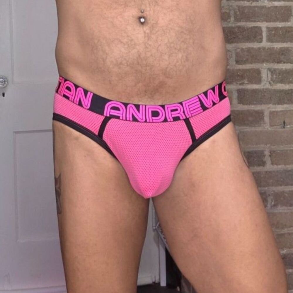 ANDREW CHRISTIAN PINK BRIEFS LARGE